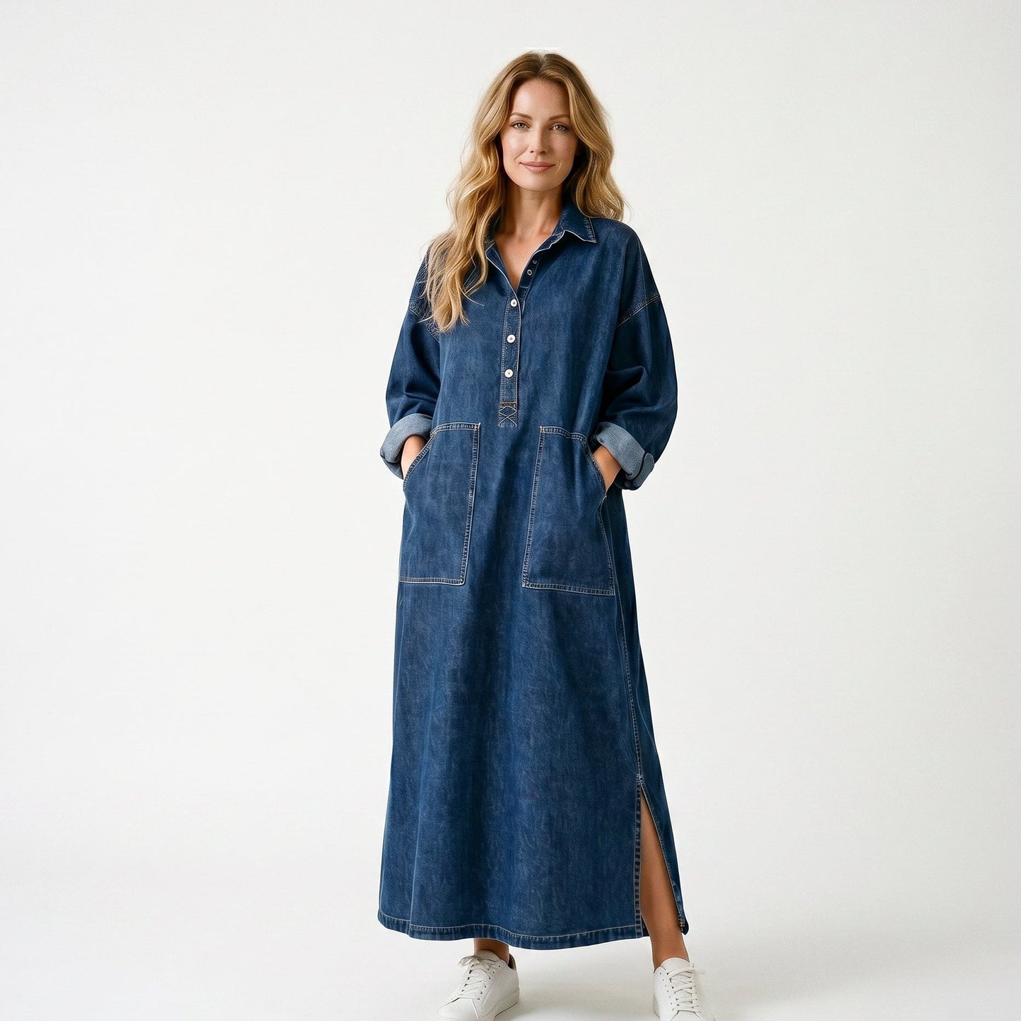 Margot - Oversized Denim Maxi Dress for Women