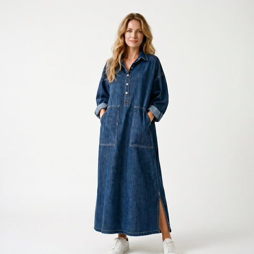 Margot - Oversized Denim Maxi Dress for Women