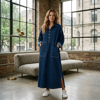 Margot - Oversized Denim Maxi Dress for Women