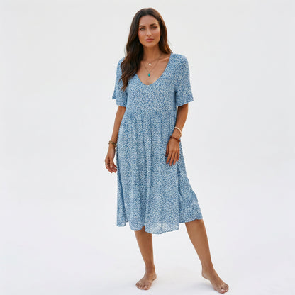 Lumia - Breezy Floral A-Line Women's Summer Mini Dress