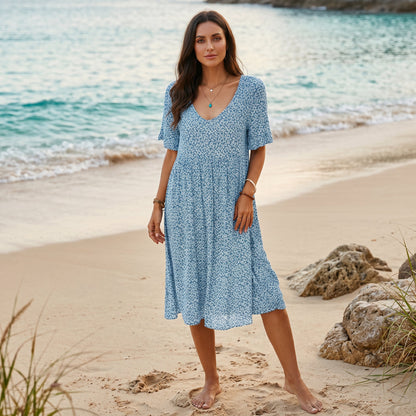 Lumia - Breezy Floral A-Line Women's Summer Mini Dress