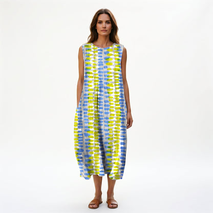 Adriana - Casual Breezy Summer Dress in Color-Block Plaid