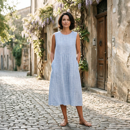 Adriana - Casual Breezy Summer Dress in Color-Block Plaid