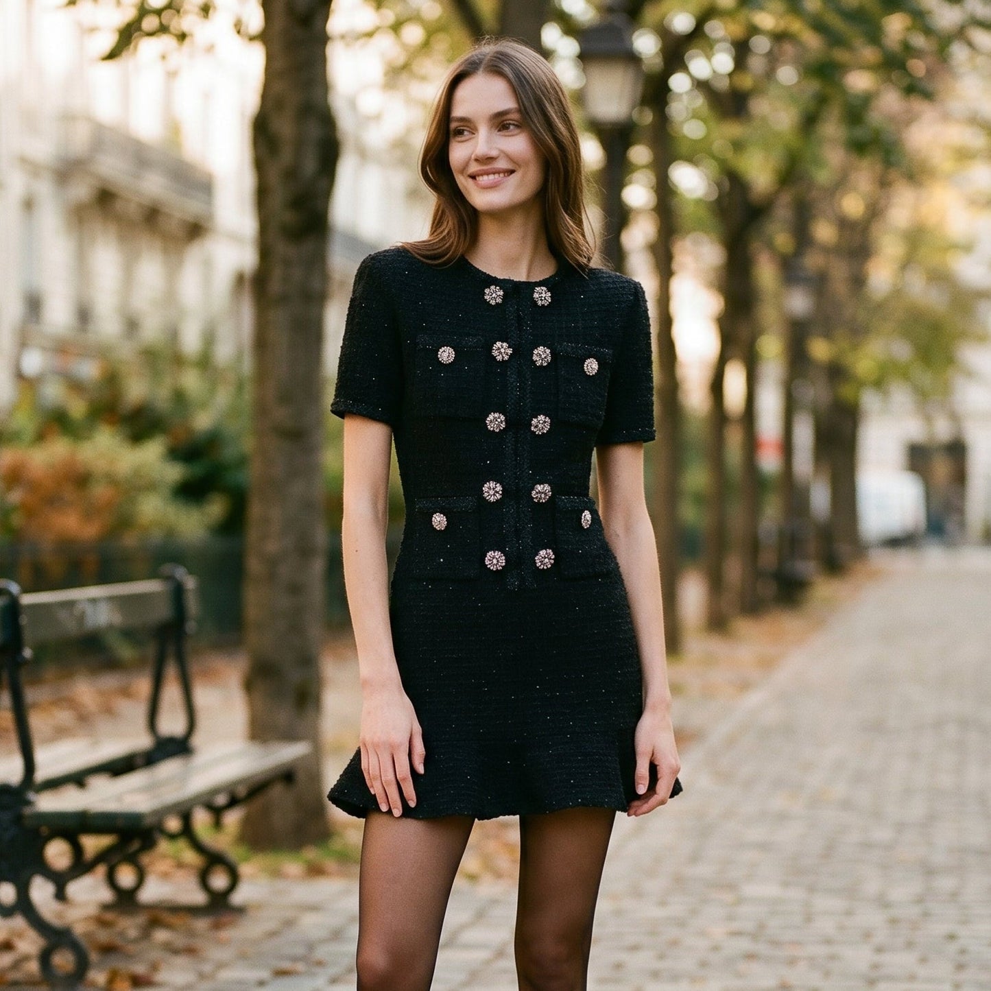 Mia - Elegant Autumn Double Breasted Knit Dress for Women