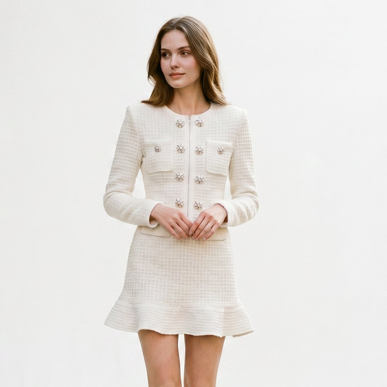 Mia - Elegant Autumn Double Breasted Knit Dress for Women