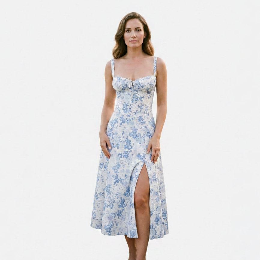 Mia - Elegant Floral Corset Summer Dress for Wedding Guests