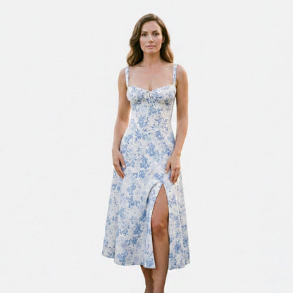 Mia - Elegant Floral Corset Summer Dress for Wedding Guests