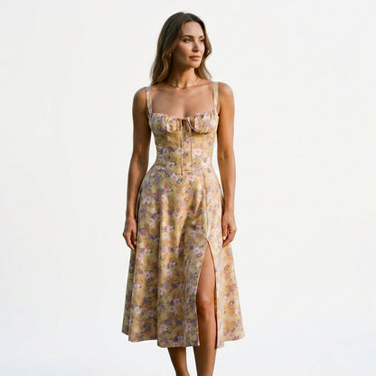 Mia - Elegant Floral Corset Summer Dress for Wedding Guests