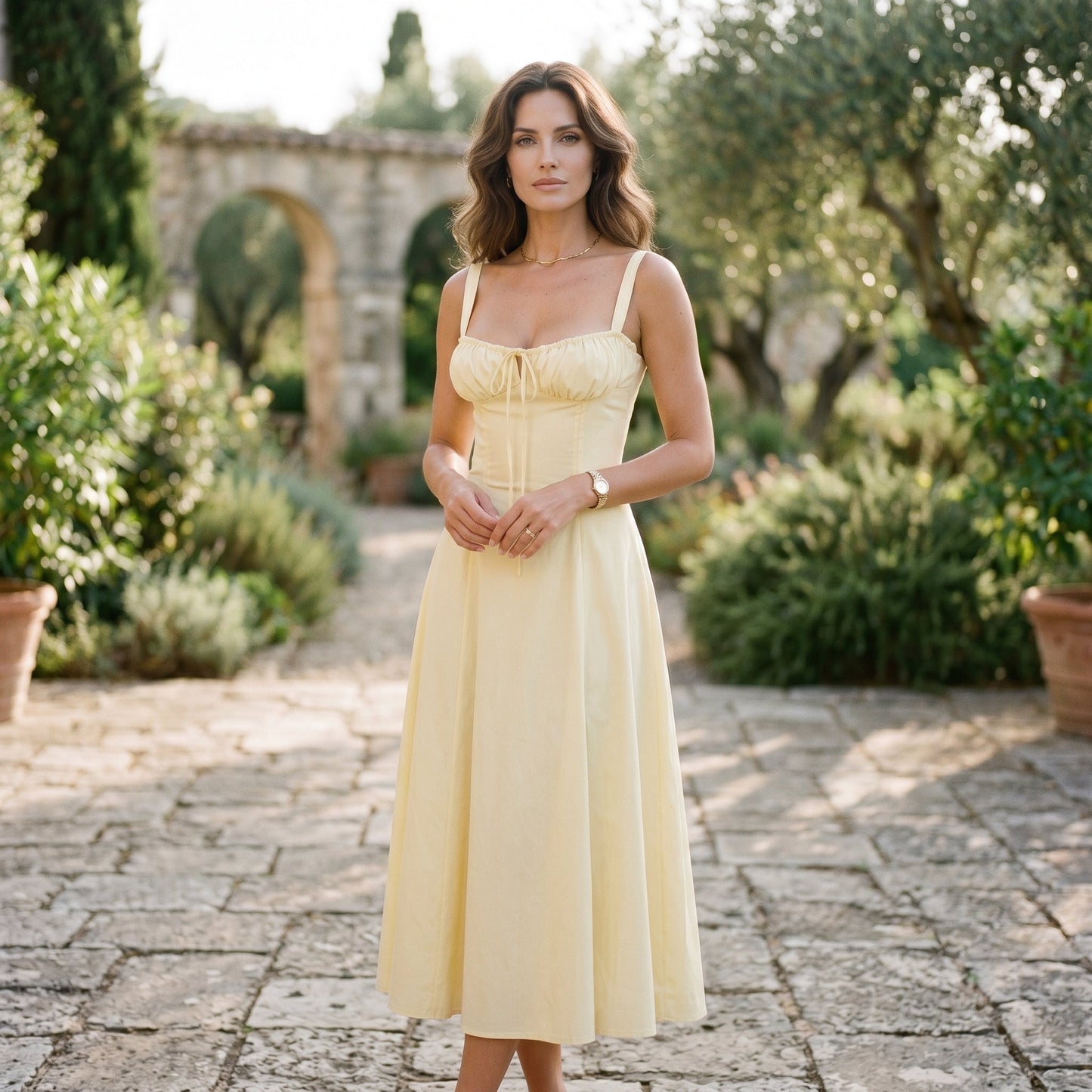 Mia - Elegant Floral Corset Summer Dress for Wedding Guests