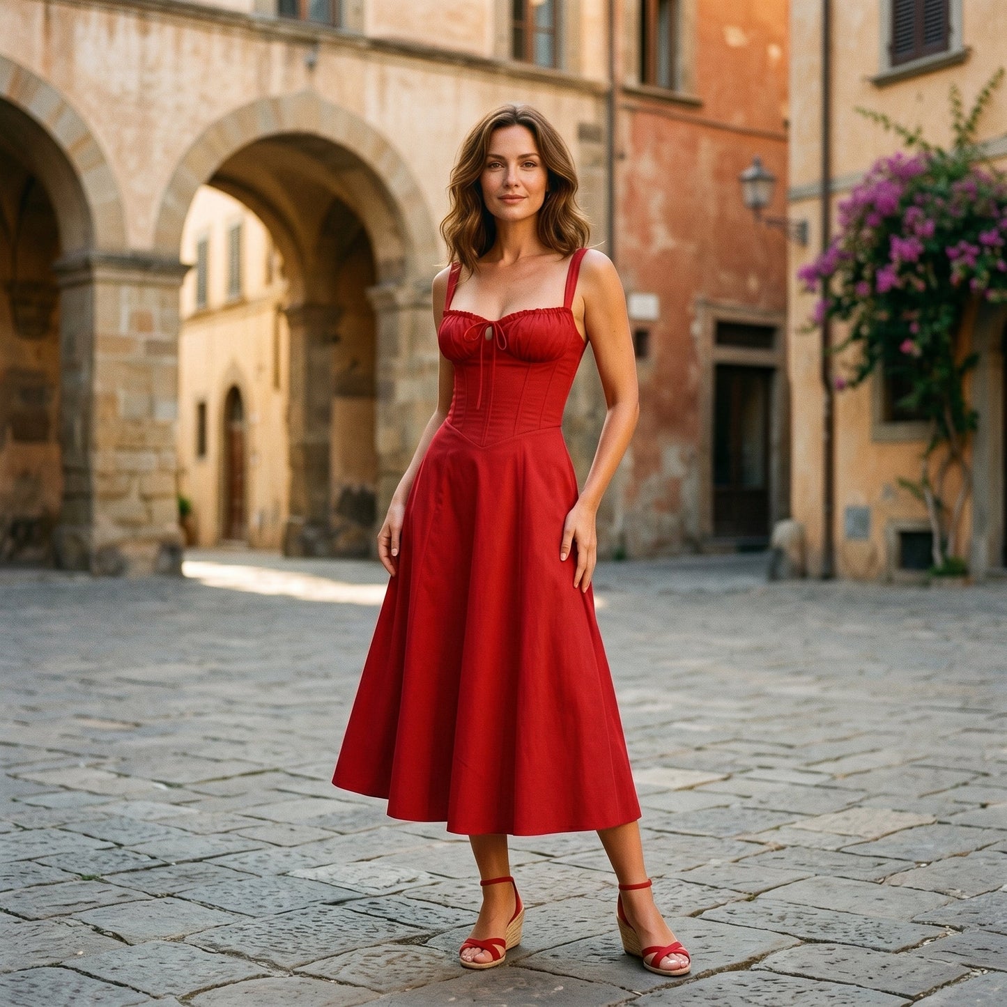 Mia - Elegant Floral Corset Summer Dress for Wedding Guests