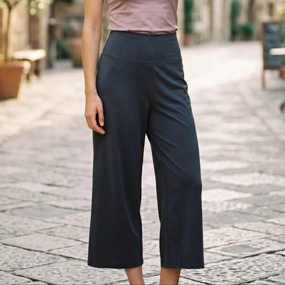 Mia - Soft High Waist Wide Leg Capri Pants for Women