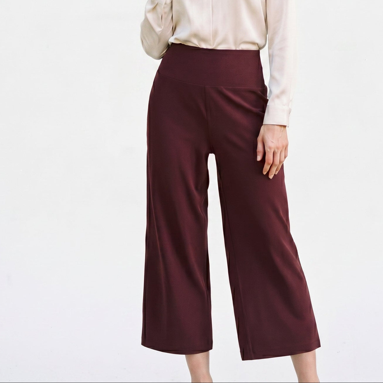 Mia - Soft High Waist Wide Leg Capri Pants for Women