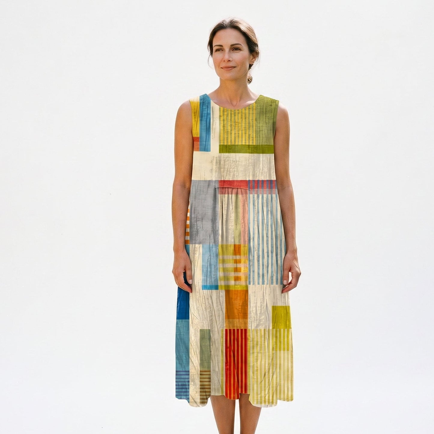 Miriam - Vibrant Geometric Womens Dress for Summer Elegance