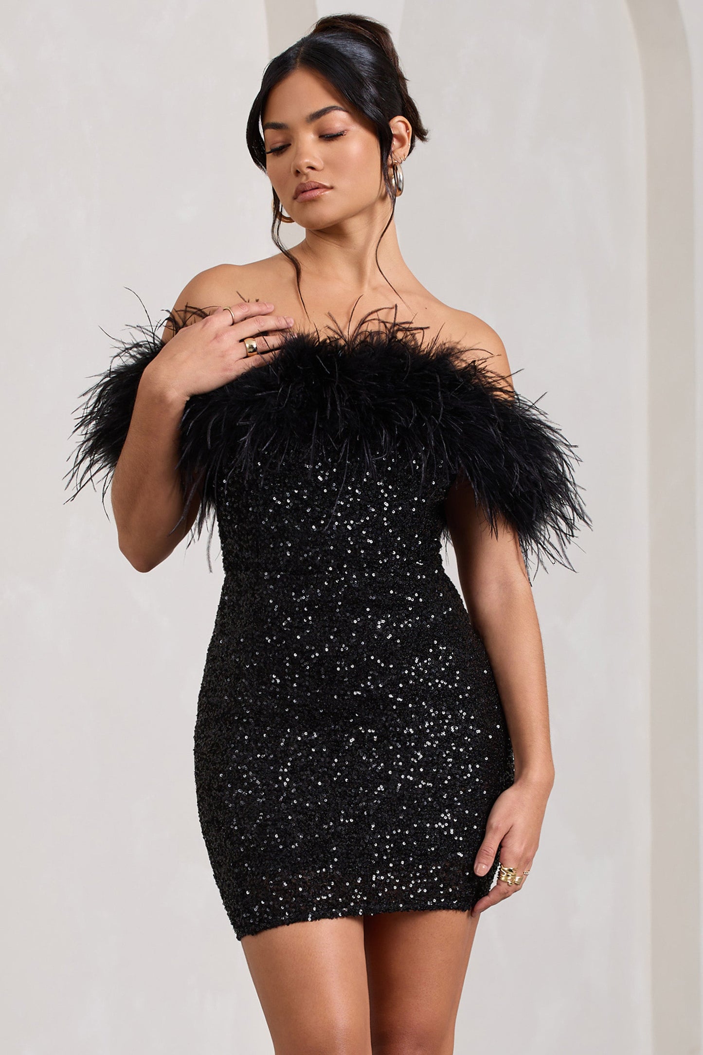 Mia | Elegant Black Glitter Mini Dress for Women