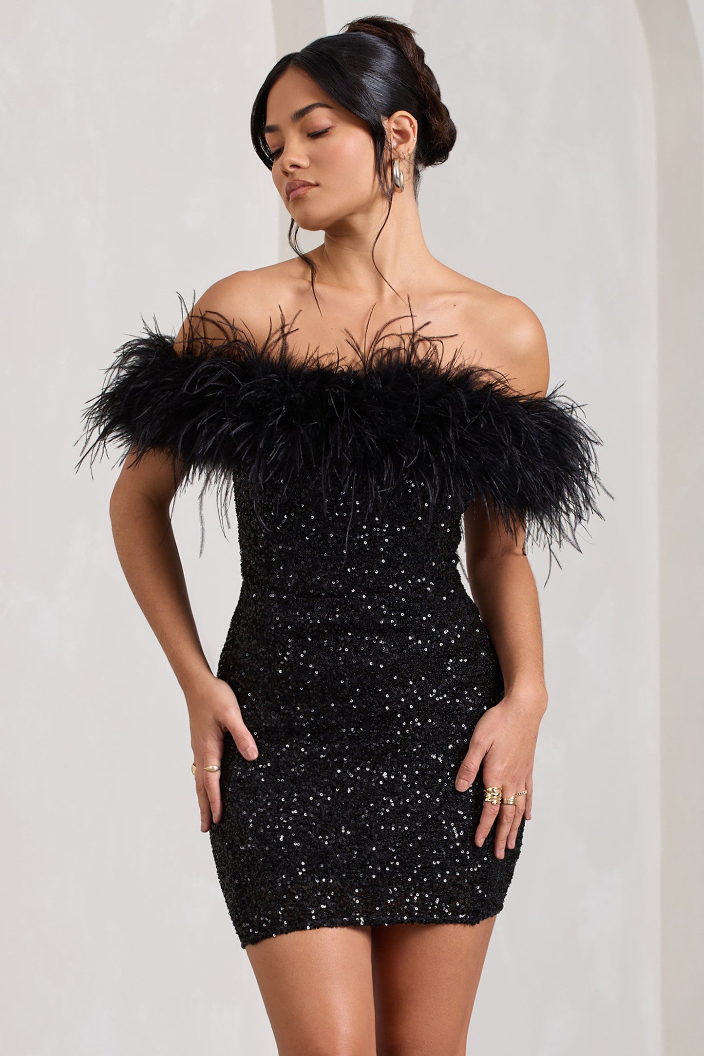 Mia | Elegant Black Glitter Mini Dress for Women