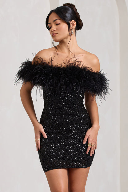 Mia | Elegant Black Glitter Mini Dress for Women