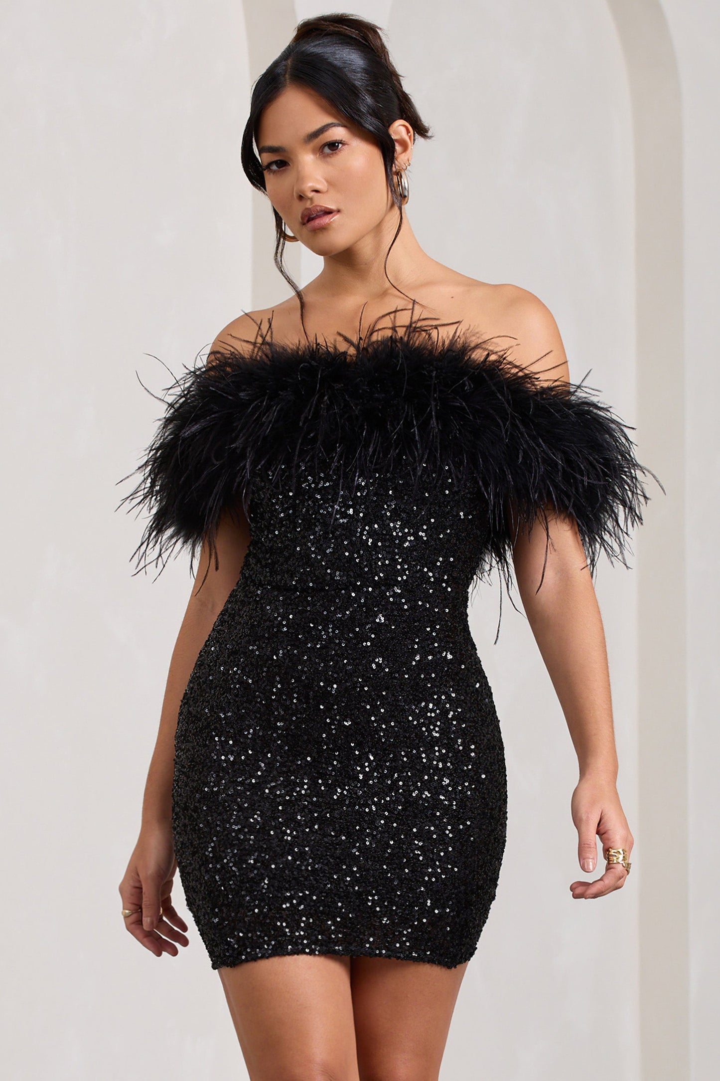 Mia | Elegant Black Glitter Mini Dress for Women