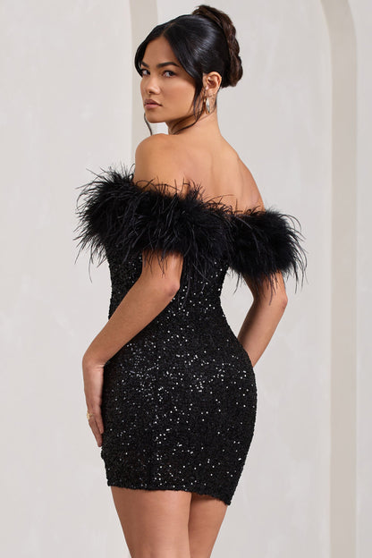 Mia | Elegant Black Glitter Mini Dress for Women