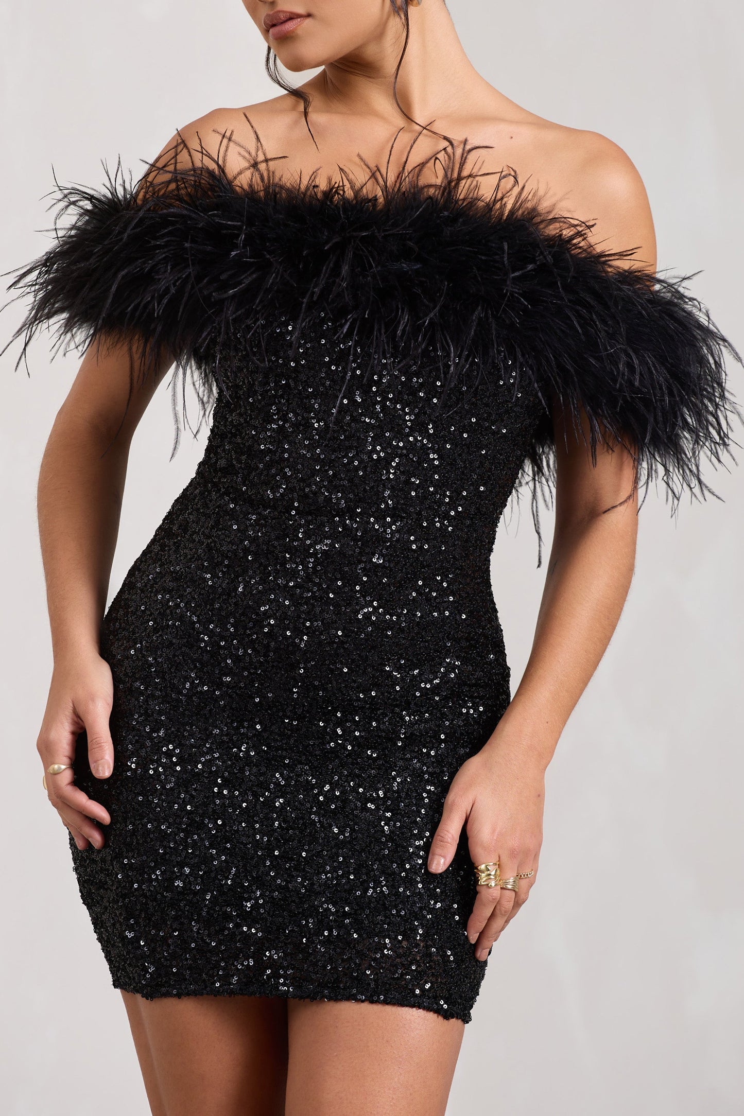 Mia | Elegant Black Glitter Mini Dress for Women