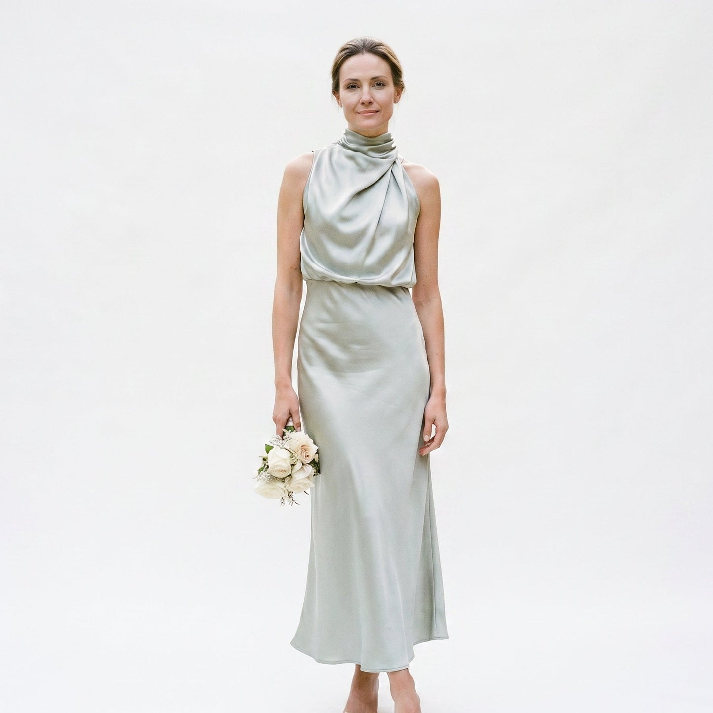 Olivia - Elegant Draped Summer Midi Dress for Weddings