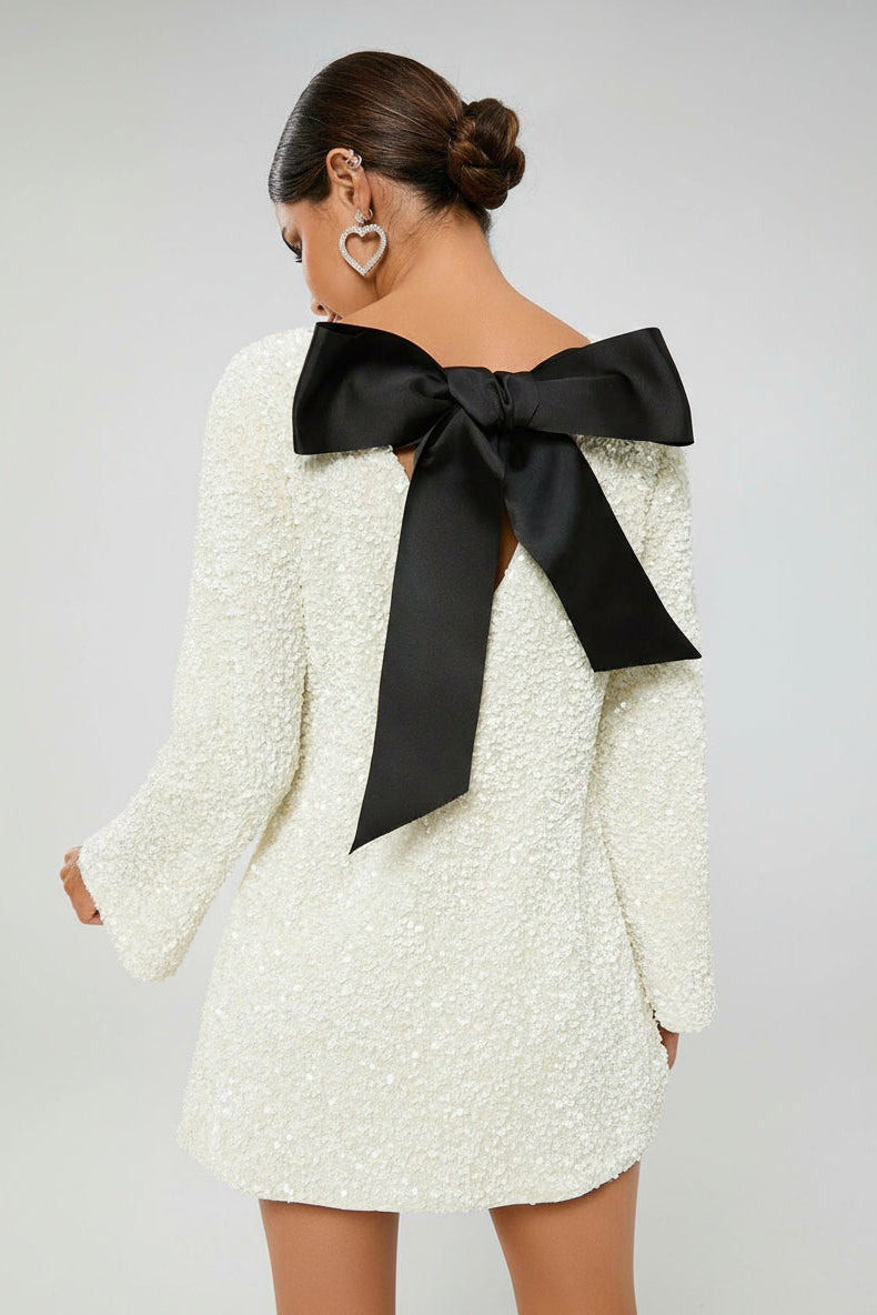 Olivia | Stylish Long Sleeve Black Mini Dress