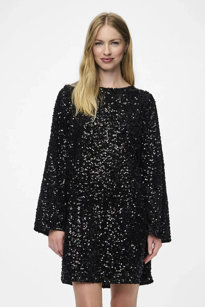 Olivia | Stylish Long Sleeve Black Mini Dress