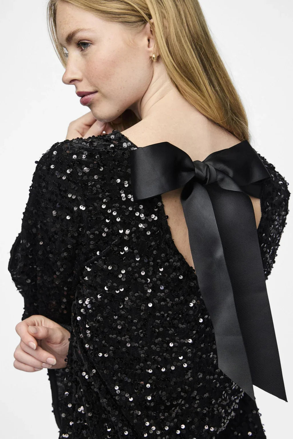 Olivia | Stylish Long Sleeve Black Mini Dress
