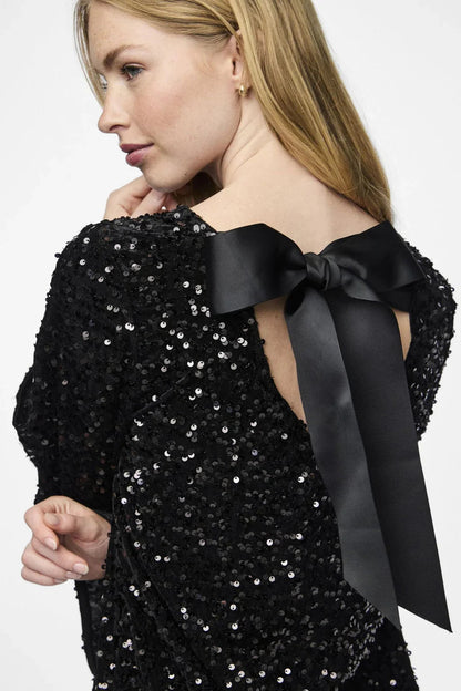 Olivia | Stylish Long Sleeve Black Mini Dress