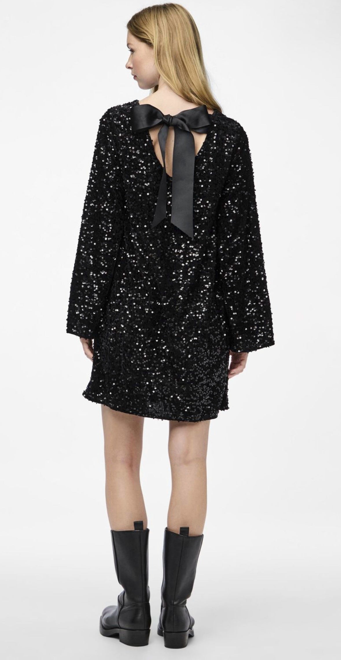 Olivia | Stylish Long Sleeve Black Mini Dress