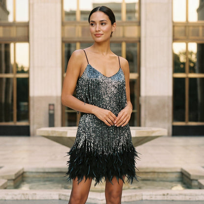 Sabrina - Dazzling Black Cocktail Dress for Parties