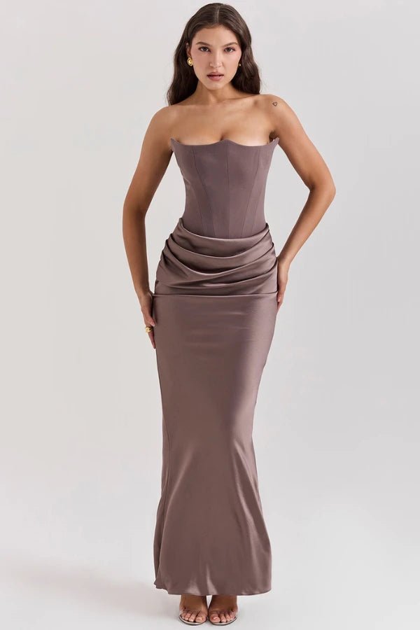 Sabrina - Elegant Strapless Corset Gown for Wedding Guests