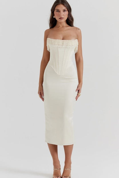 Sabrina - Elegant Strapless White Dress for Weddings