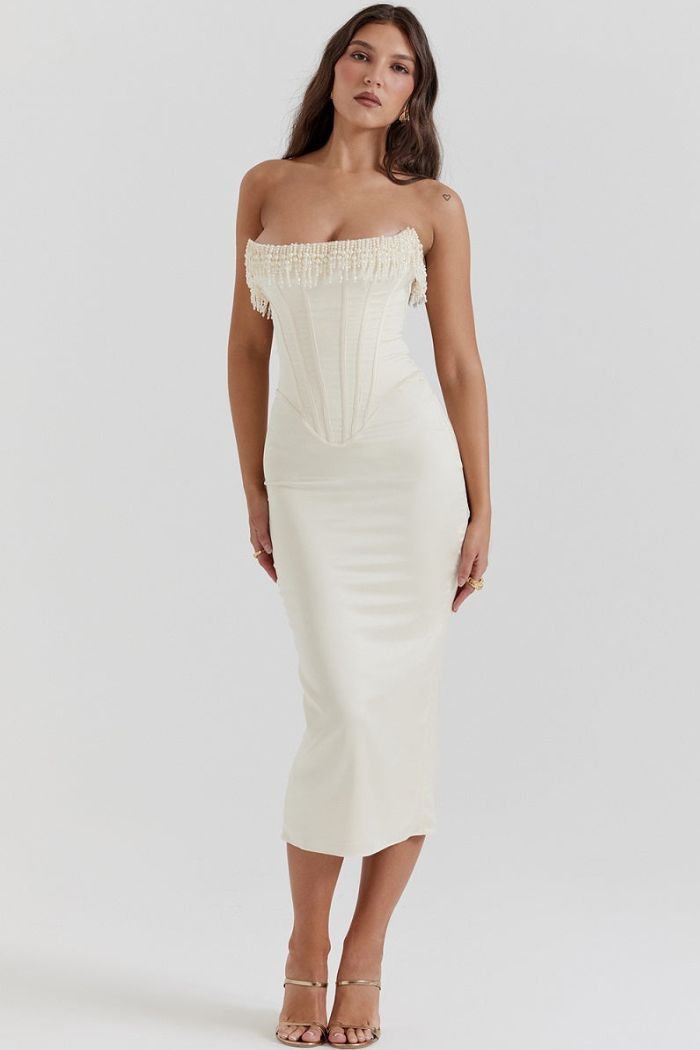 Sabrina - Elegant Strapless White Dress for Weddings