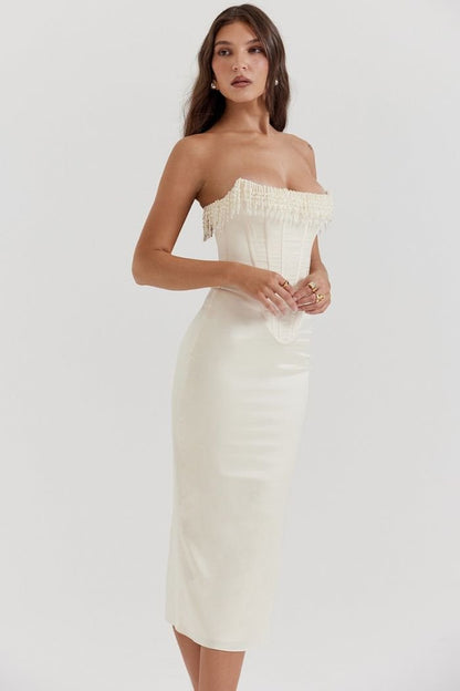 Sabrina - Elegant Strapless White Dress for Weddings