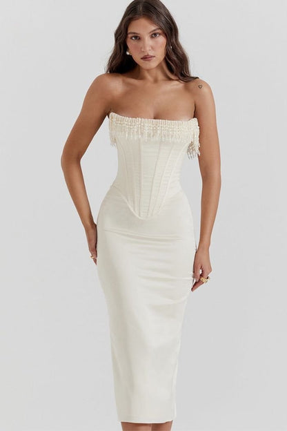 Sabrina - Elegant Strapless White Dress for Weddings