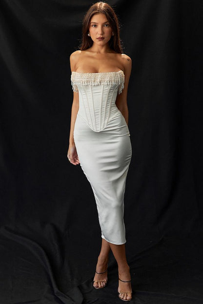 Sabrina - Elegant Strapless White Dress for Weddings