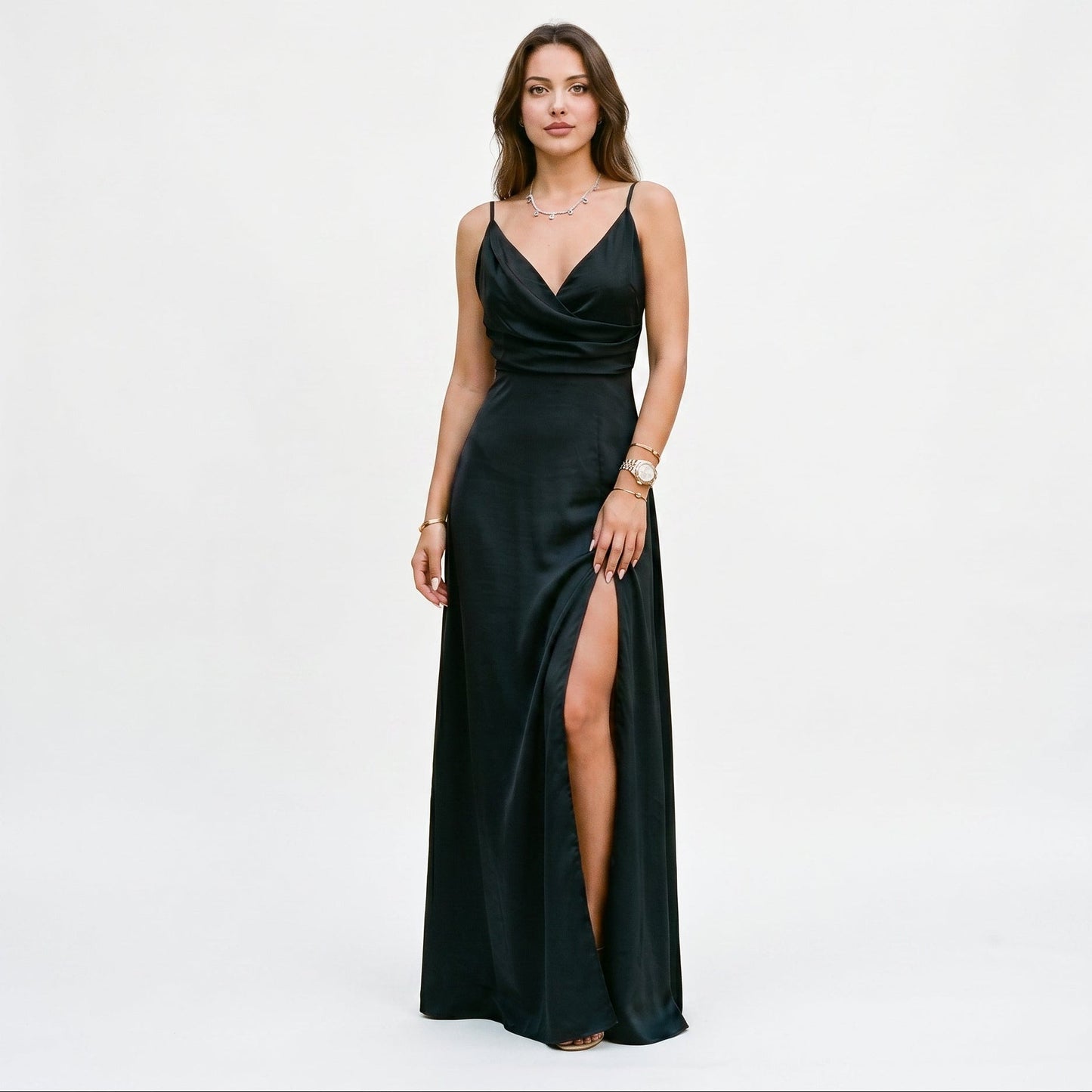 Seraphina - Elegant Black Maxi Dress for Formal Occasions