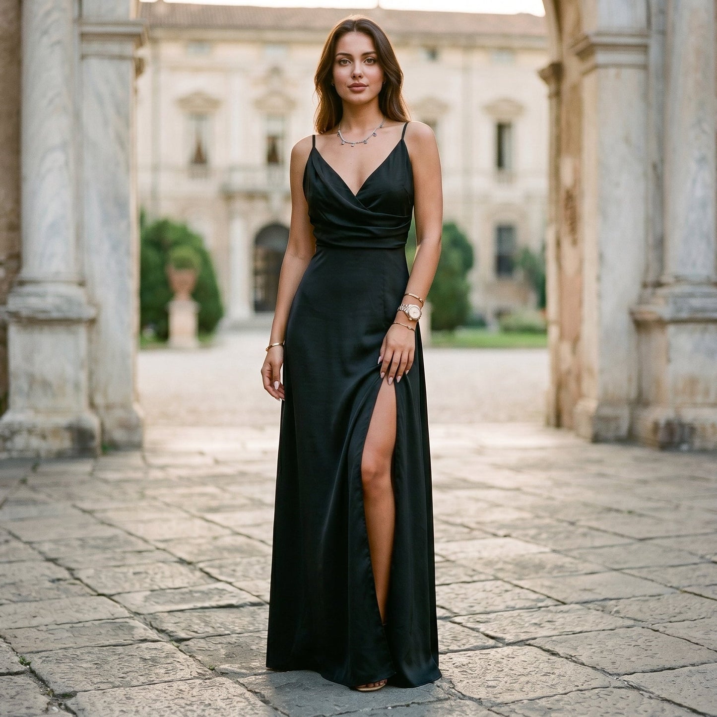 Seraphina - Elegant Black Maxi Dress for Formal Occasions