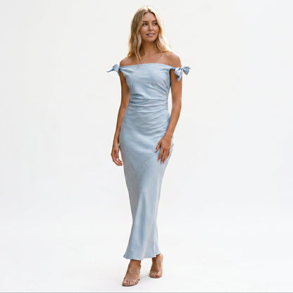 Sophia - Elegant Off-Shoulder Summer Wedding Guest Dress