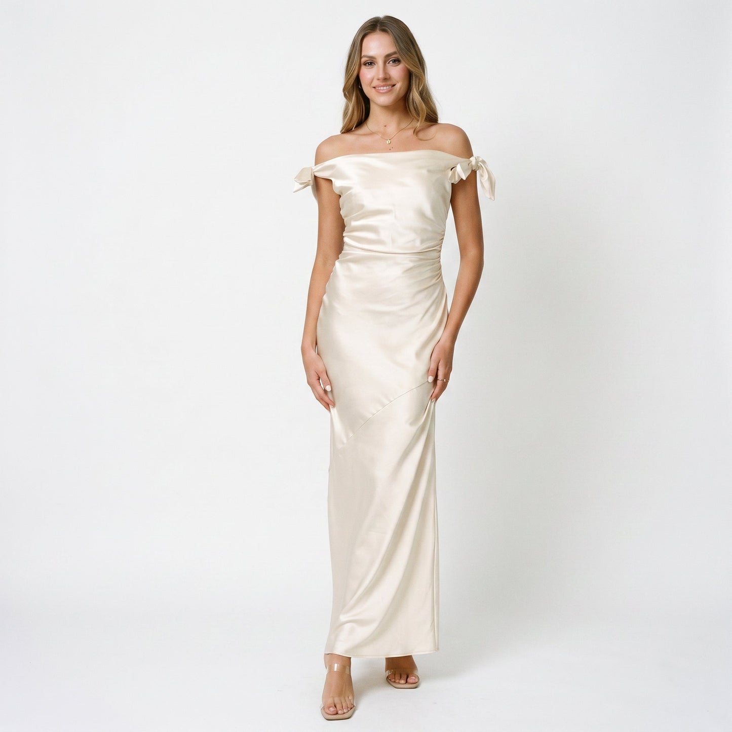 Sophia - Elegant Off-Shoulder Summer Wedding Guest Dress