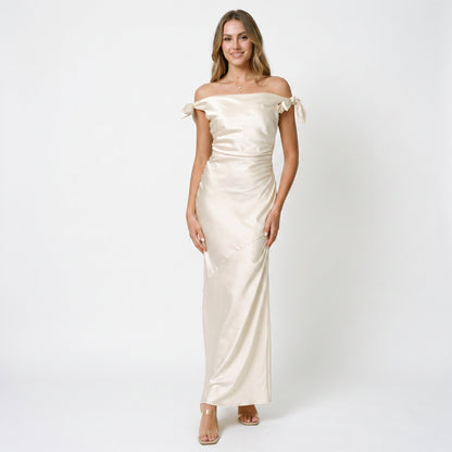 Sophia - Elegant Off-Shoulder Summer Wedding Guest Dress