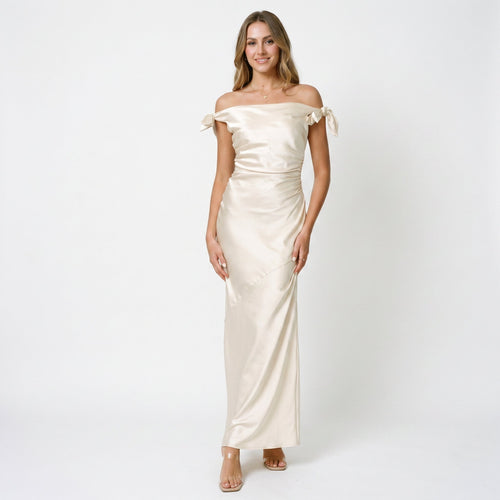 Sophia - Elegant Off-Shoulder Summer Wedding Guest Dress