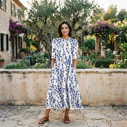Flora - Breezy Floral A-Line Womens Dress for Summer