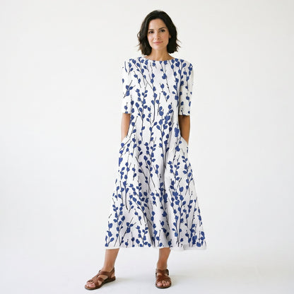 Flora - Breezy Floral A-Line Womens Dress for Summer