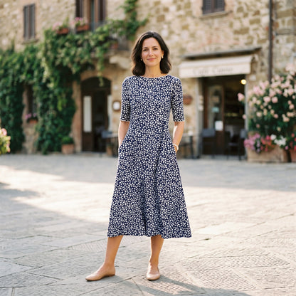 Flora - Breezy Floral A-Line Womens Dress for Summer