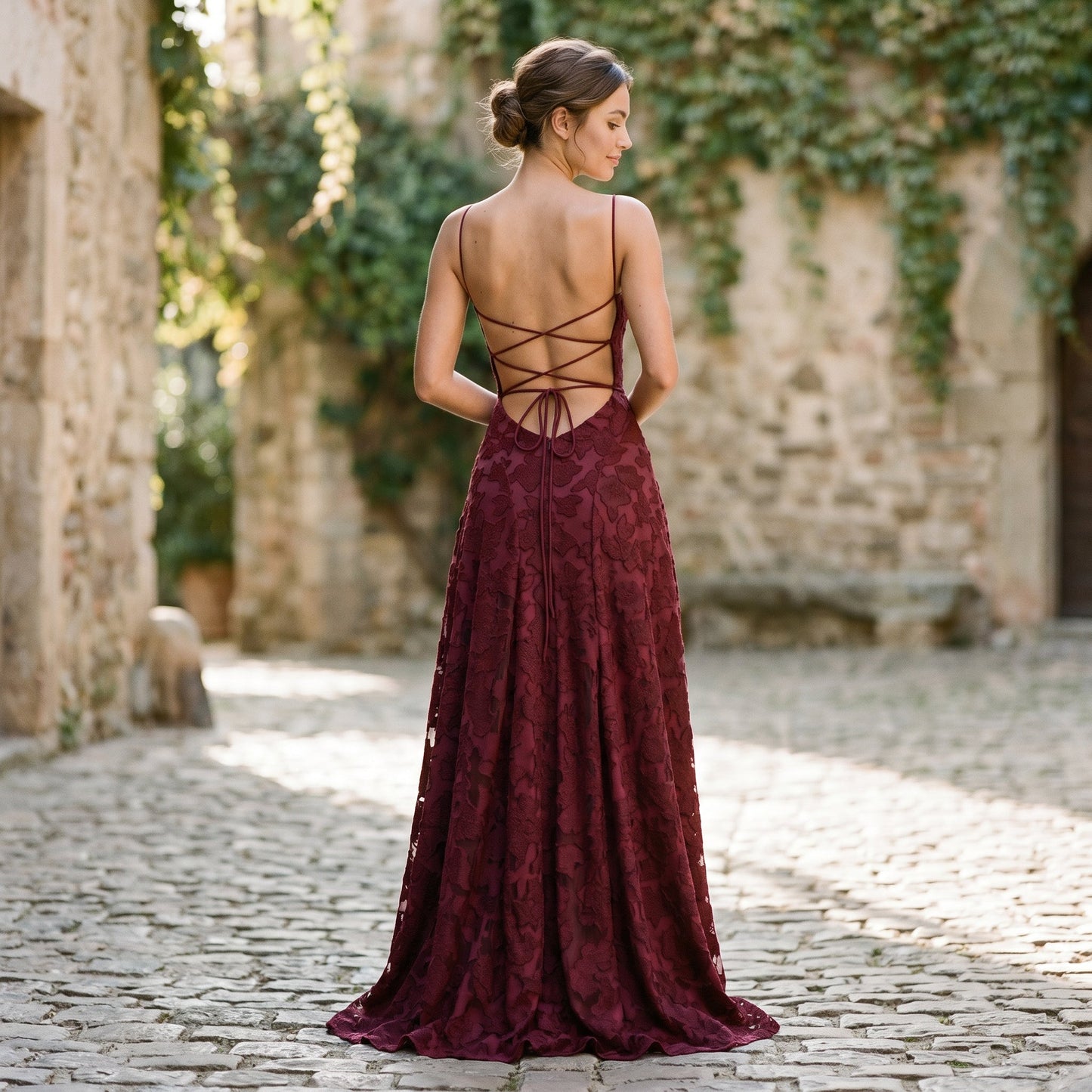Sophie - Elegant Lace Maxi Evening Gown for Formal Events