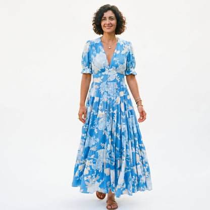 Sophie - Floral Puff Sleeve Maxi Dress for Summer Weddings