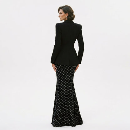 Stella - Elegant Black Polka Dot Women's Business Suit