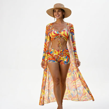 Thea - Stylish High Waist Bikini Set with Kimono