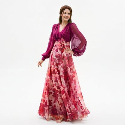 Valentina - Elegant Floral Print Maxi Dress